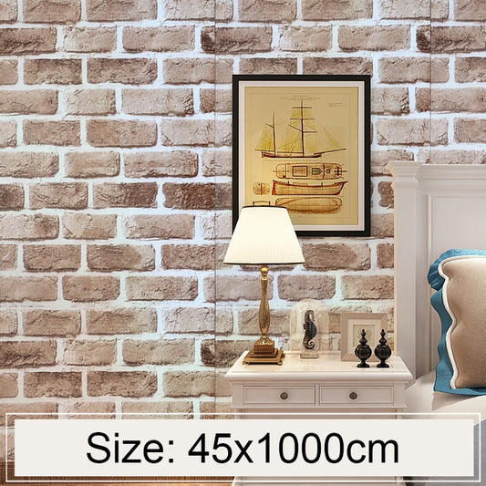 Retro Brick Creative 3D Stone Brick Decoration Wallpaper Stickers Bedroom Living Room Wall Waterproof Wallpaper Roll, Size: 45 x 1000cm, Retro brick