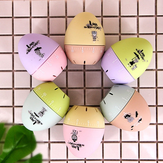 Cute Cartoon Mechanical Egg Kitchen Timer Alarm Clock Students Learn Time Management Machines,Random Color Delivery, Egg