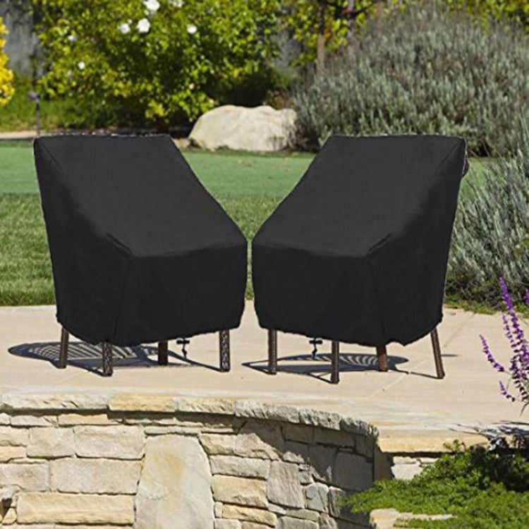 Two black outdoor folding chair protective covers with waterproof fabric