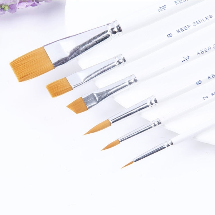 Close-up of pointed detail brushes with orange nylon bristles and silver ferrules