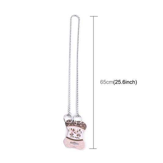 65cm silver chain pet collar with metal loop and decorative paw tag