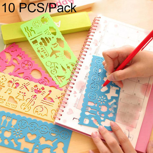 10 PCS Creative Candy Color Drawing Ruler Speed Sketchpad Art Ruler Template, Random Color Delivery, Speed Sketchpad