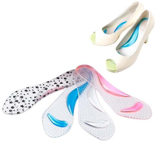 Women Silicone Gel Massage Arch Support Insoles Orthotic Flatfoot Prevent Foot Cocoon High Heels Shoes Pad ,Random Color Delivery