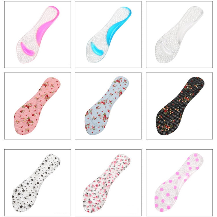 Arch support insole pads in assorted colors and patterns with silicone gel design