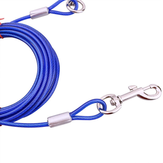 Double-end Steel Wire Rope Pet Dogs 2 in 1 Traction Rope Pet Walking Leads With Handle, Length: 3m,Random Color Delivery, Length: 3m