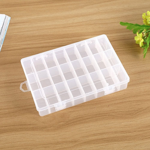 Plastic Removable Grid 24 Slots Box Organizer Storage Container for Jewelry Earring, 24 Slots