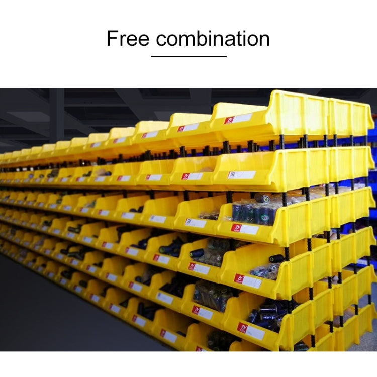 Stackable plastic parts organizer with nested yellow tray compartments