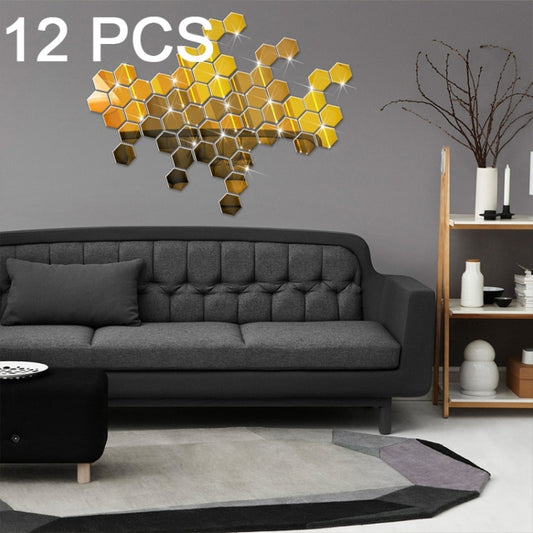 12 PCS 3D Hexagonal Mirror Wall Stickers Set, Size: 8*8cm, Size: 8*8cm (Black), Size: 8*8cm(Gold), Size: 8*8cm(Blue), Size: 8*8cm(Red), Size: 8*8cm(Silver)