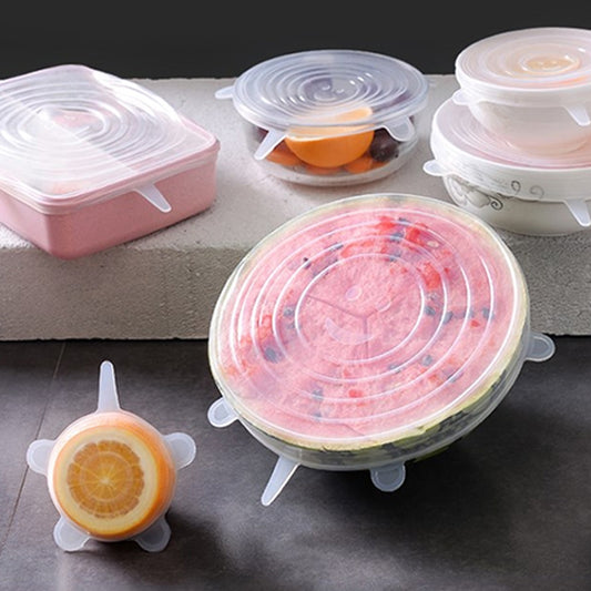 6 PCS / Set Food Grade Silicone Sealing Lids Fresh Keeping Covers, Silicone Sealing Lids