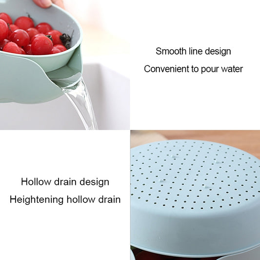 Kitchen Double Layer Fruit Bowl Washing Basket Lazy Bracket Snack Nuts Bowl