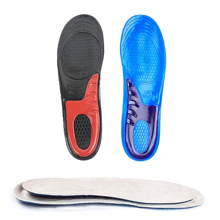 Set of two sports insoles: black-red and blue, with beige removable comfort top layer