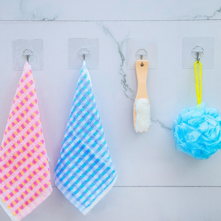 10pcs PVC + Stainless Steel Thin Plum Shape Seamless Adhesive Hook Waterproof Transparent Strong Stick Hook Kitchen Wall Mount, Thin