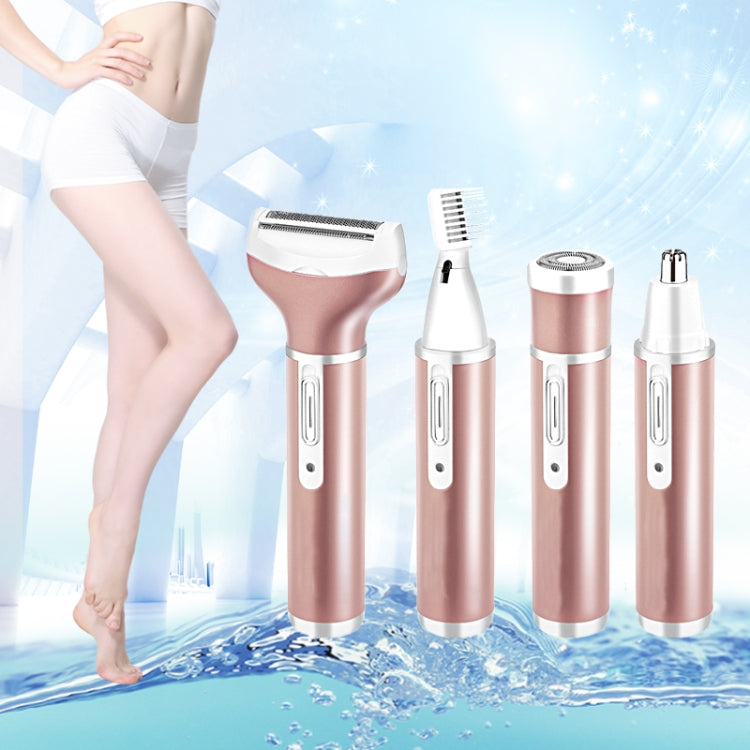 Rose gold and white rechargeable electric hair trimmer set with multiple shaver heads