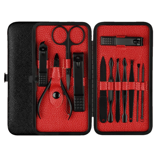 12 in 1 Advanced Stainless Nail Care Clipper Pedicure Manicure Kits with Leather Case, Red+Black, Yellow+Black