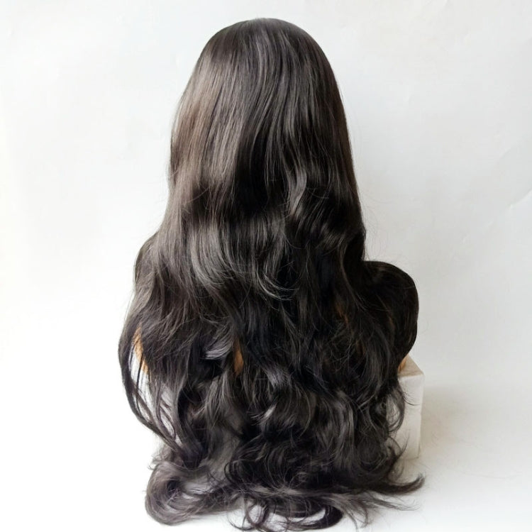 Center-parted long curly wig, dark back waves and loose curls