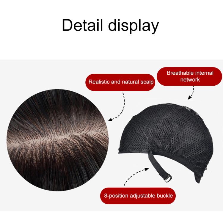 Wig cap detail with breathable mesh and 8-position adjustable buckle