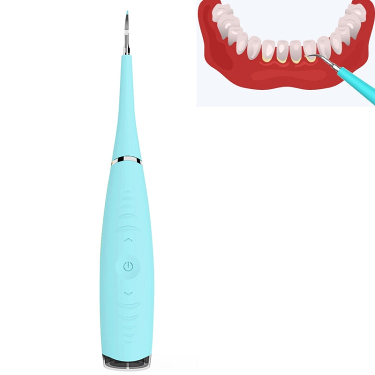 Light blue electric teeth polisher front view with control buttons