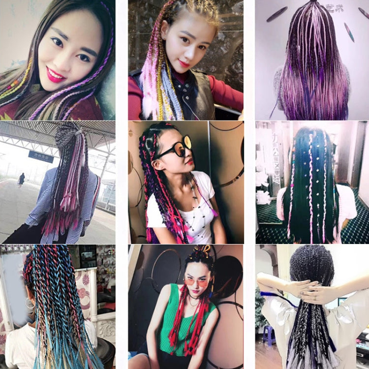 Synthetic braid wig with long individual braids on multiple models in assorted colors