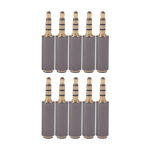 Set of 10 universal 3.5mm earphone microphone conversion plugs, gold and dark gray