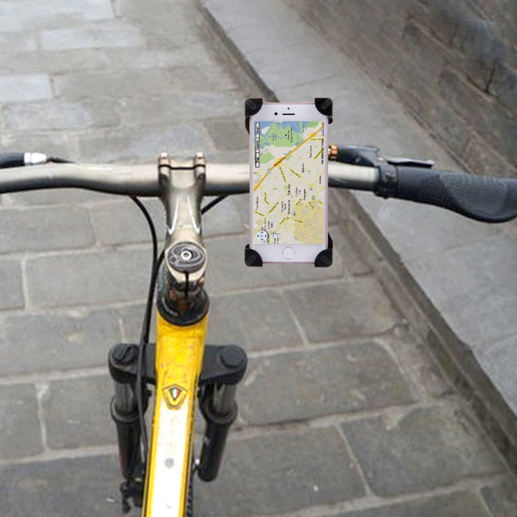 Black bicycle phone holder mounted on handlebar with smartphone showing map screen