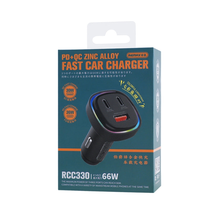 REMAX RCC330 66W fast car charger retail box with PD+QC zinc alloy design