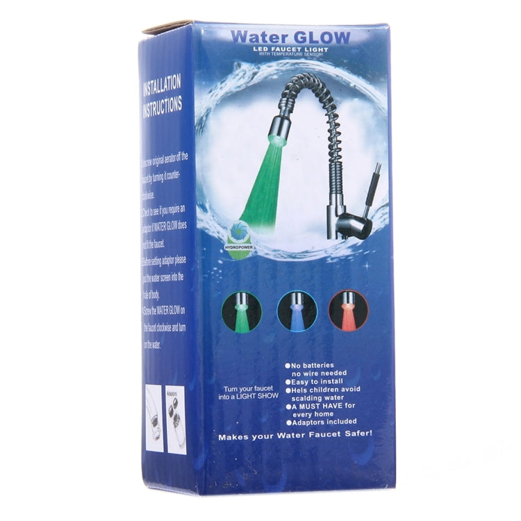 Water GLOW LED faucet light kit retail box with installation instructions