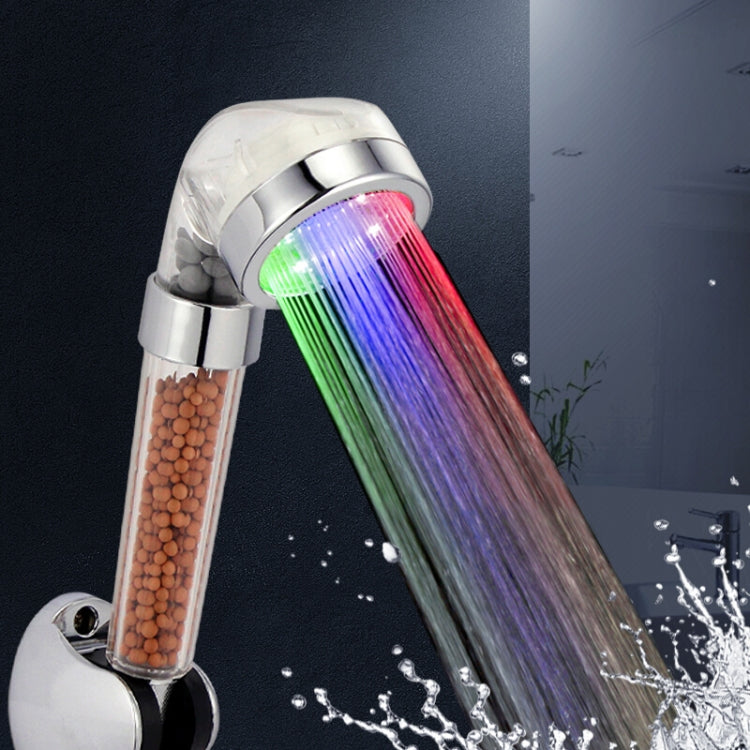 Chrome ABS RGB LED shower head with multi-color ring and steady water spray
