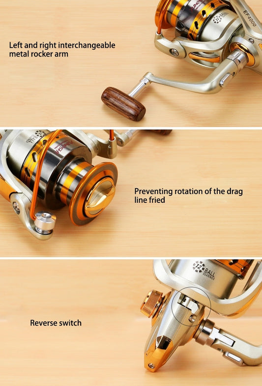 YUMOSHI Ball Bearings Rocker Handle Wheel Seat Fishing Spinning Reel, EF1000, EF2000, EF3000, EF4000, EF5000, EF6000, EF7000, EF8000