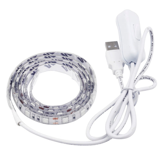 Waterproof 30-LED strip light with USB power cable and inline switch, white silicone housing
