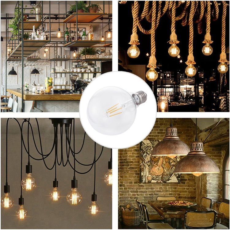 G95 warm white LED filament bulb cutout with clear globe and E27 screw base