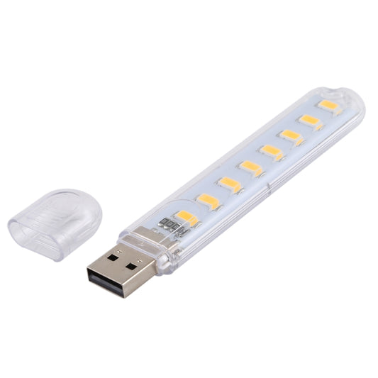 USB LED book light with clear protective cover and 8 LED chips, unlit