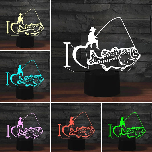 Fishing Shape 3D Colorful LED Vision Light Table Lamp, USB & Battery Version, USB & Battery Version