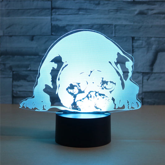 Prostrated Dog Shape 3D Colorful LED Vision Light Table Lamp, Charging Touch Version, Charging Touch Version