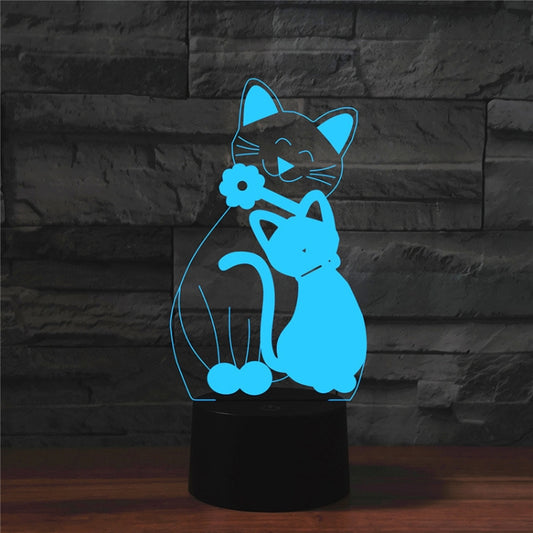 Cat Shape 3D Colorful LED Vision Light Table Lamp, 16 Colors Remote Control Version, 16 Colors Remote Control Version