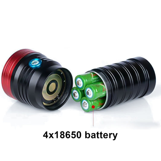 3 Gears, DB18 18xT6, Luminous Flux: 5400lm LED Flashlight, with 4 18650 Batteries