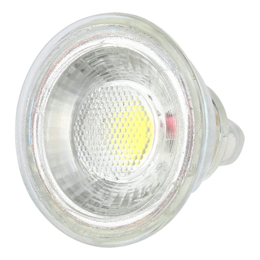 MR16 LED spotlight bulb, clear silver bezel, centered white light LED