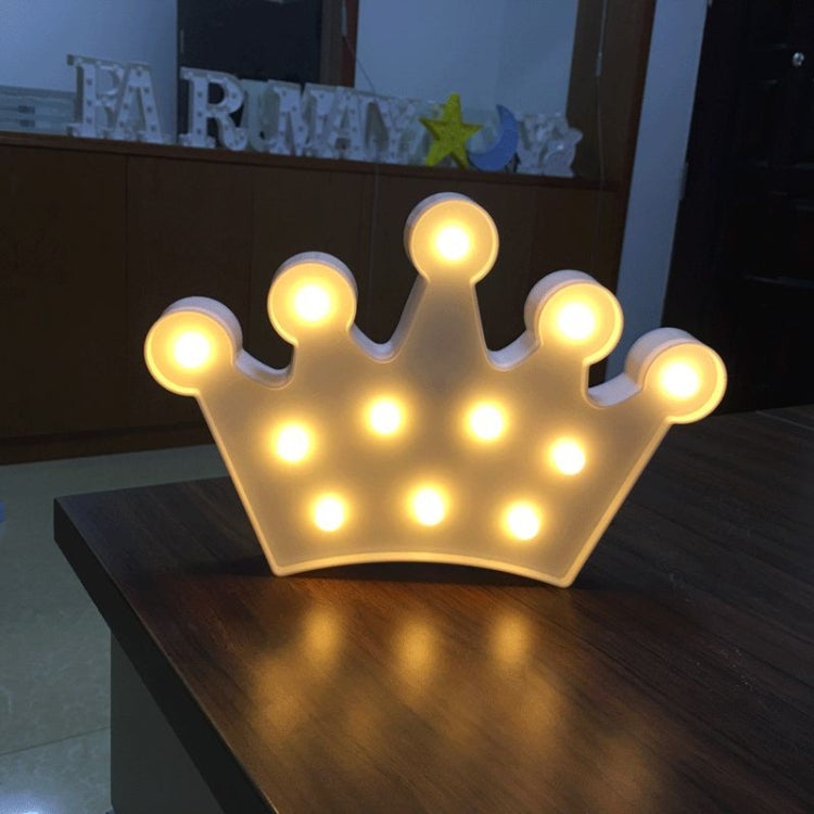 White crown battery table lamp night light with glowing LED bulbs