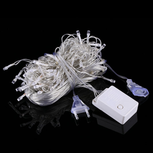 Clear LED string light set with white multi-function controller and EU plug box