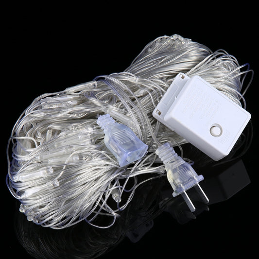 LED reticular string lights with US plug controller and transparent bulb connectors
