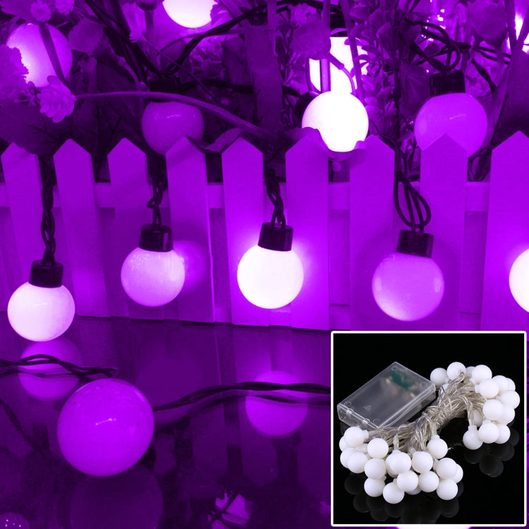 40 LED string lights with globe bulbs, purple light
