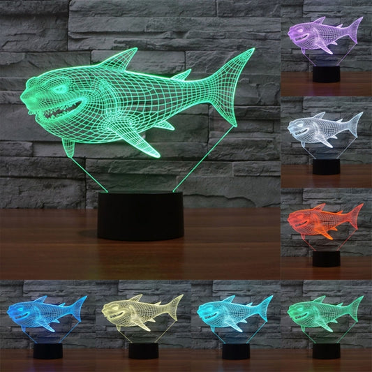 7 Color Discoloration Creative Visual Stereo Lamp Desk Lamp Night Light, Side Face Shark Style