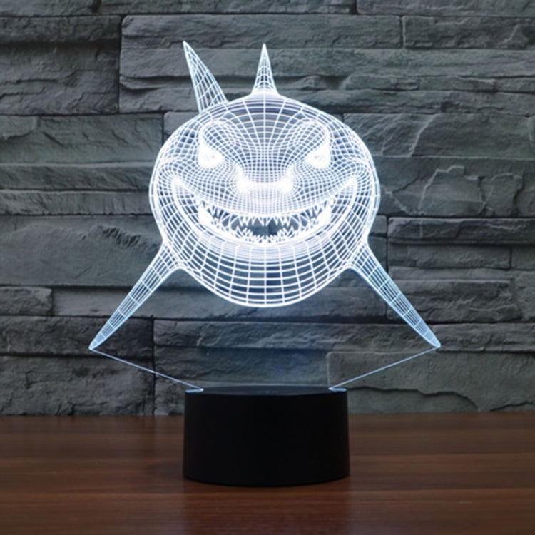 7 Color Discoloration Creative Visual Stereo Lamp Desk Lamp Night Light, Positive Face Shark Style