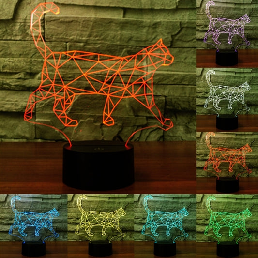 7 Colour Discoloration Creative Visual Stereo Lamp Desk Lamp Night Light, Walking Cat Shape