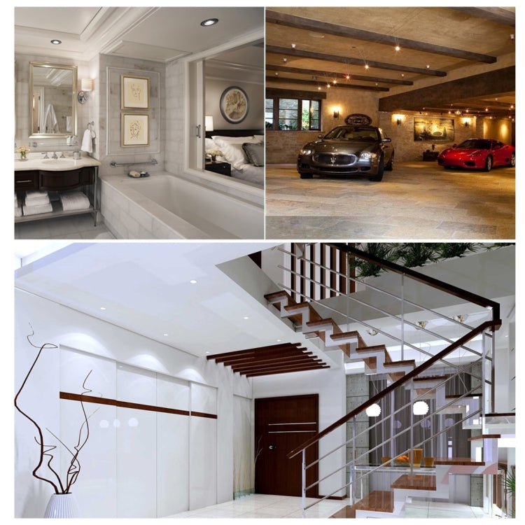 Infrared motion sensor LED bulb lighting indoor rooms with warm ceiling illumination