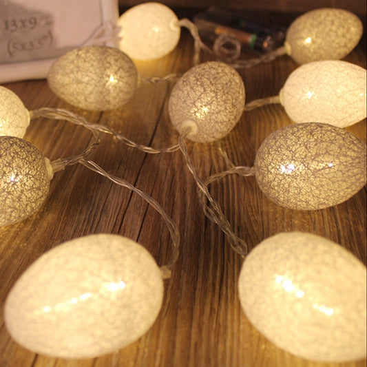 Battery Powered 1.8m 10 LEDs Cotton Thread Colour Egg Lamp String Easter Holiday Party Household Decorative Light, 1.8m(Battery Powered)