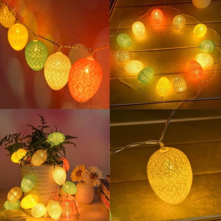 Battery-powered cotton thread egg light string with multicolor glowing eggs