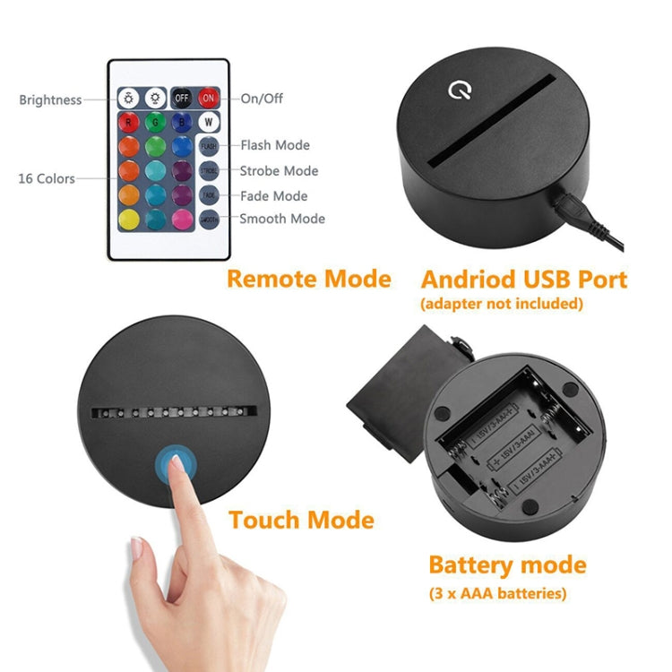 Baseball Cap Shape 3D Colorful LED Vision Light Table Lamp, 16 Colors Remote Control Version, 16 Colors Remote Control Version