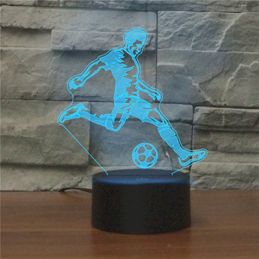 Play Football Black Base Creative 3D LED Decorative Night Light, Rechargeable with Touch Button, Rechargeable with Touch Button