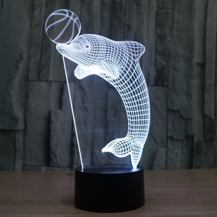 Cool-white dolphin desk night lamp with basketball wireframe and black base