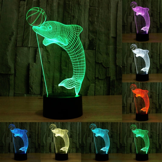 7 Color Discoloration Creative Visual Stereo Lamp Desk Lamp Night Light, Dolphin Heading the Ball Style
